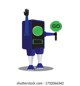 Ilustración del robot rojo de semáforo, adecuado para íconos, tráfico, anuncios, etc.
