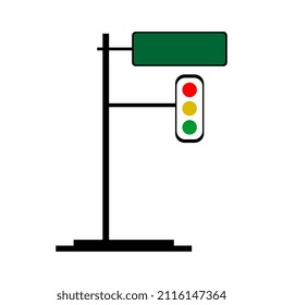 illustration of a red traffic light vector image and a name sign