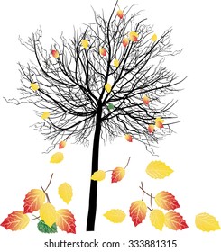 illustration with red tree isolated on white background