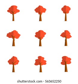 Illustration of red tree various collection stock