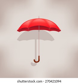 illustration of red umbrella with falling shadow on background