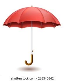 Illustration of red umbrella on white background, EPS 10 contains transparency.