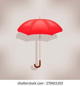 illustration of red umbrella with shadow on background