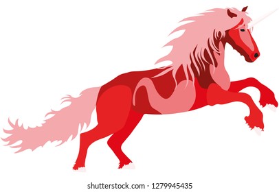 Illustration red Unicorn for the creative use in graphic design