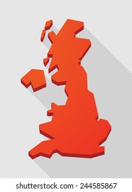 Illustration of a red  United Kingdom map