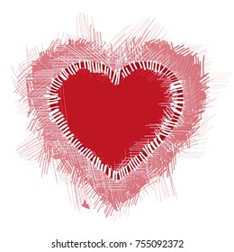 Illustration with a red valentine heart