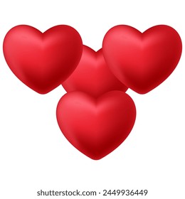 Illustration with red valentine heart. 3D vector heart image.