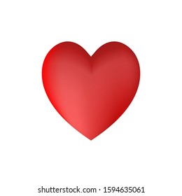 Illustration with a red valentine heart on a isolated white background