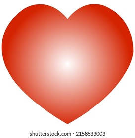 Illustration with a red valentine heart. red heart top view on a white background, copy space and mock up.Collection of Heart icon, Symbol of Love Icon flat style modern design Isolated on Blank Backg