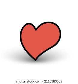 Illustration with a red valentine heart. Vector black-red illustration.