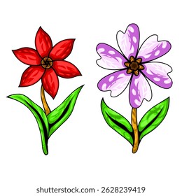 illustration of a red and vanilla flower stalk, for design attributes, backgrounds or decorations to beautify the work