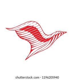 Illustration der roten, vektorisierten Tintenfisch-Skizze von Adler einzeln auf weißem Hintergrund