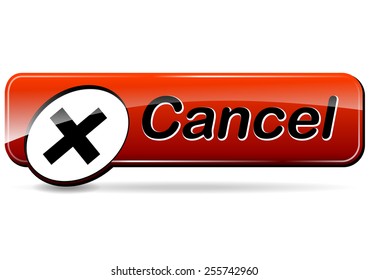 illustration of red web button for cancel