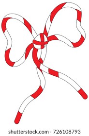 Illustration of a red white bow knot on a white background