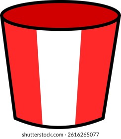 Illustration of a red and white striped popcorn container