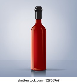 An illustration of a red wine bottle with reflexions