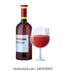 Illustration of red wine with a glass