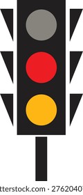 Illustration of Red, Yellow, and Gray Traffic Light, Concept of Urban Traffic Control, Road Safety, Vehicle Signal, City Transportation for Pedestrian Safety