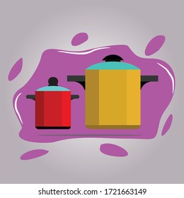 Illustration of a red and yellow pot.
Vector illustration for kitchen cook.