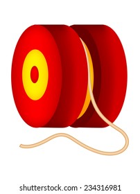 Illustration of a red and yellow yo yo isolated on white background