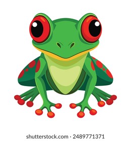 Illustration of  Red-Eyed Tree Frog Isolated