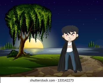 Illustration of a red-eyed vampire