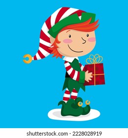 :: Ilustración de un muchacho pelirrojo con un regalo en las manos