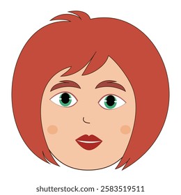 Illustration of a red-haired woman with green eyes and fair skin.