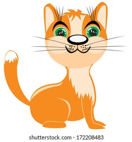 Illustration redhead cat on white background is insulated