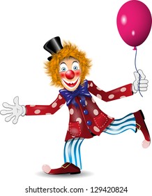 illustration redheaded cheerful clown in black hat