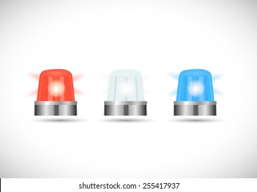 Illustration Of Red,white And Blue First Responder Lights Isolated On A White Background.