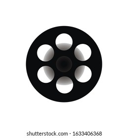 Illustration reel roll film cinema outline silhouette line logo vector icon 