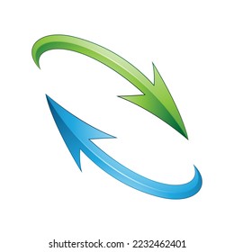 Ilustración de las Flechas de Refrescamiento o Reciclaje en colores azul y verde aislados en un fondo blanco