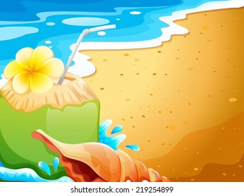 Illustration of a refreshing drink at the beach