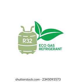 illustration of refrigerant r32, eco gas refrigerant.