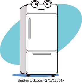 Una ilustración de un refrigerador con una cara.