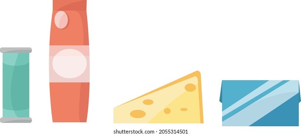 Illustration of Refrigerator with food,drinks and kitchenware