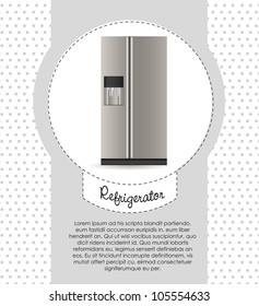 Illustration of a refrigerator,  on dots background, vector illustration