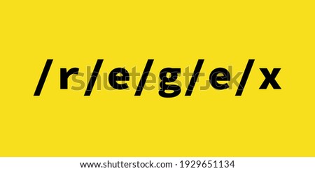 Illustration for regular expressions, regex or regexp. Black text on yellow background in JavaScript style.