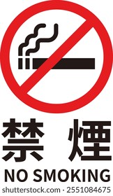 Ilustración de Iniciar sesión reguladores de tipografía gótica. El significado del texto japonés es No Smoking.