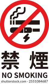 Illustration of regulatory signs in gothic font. The meaning of the Japanese text is No Smoking.