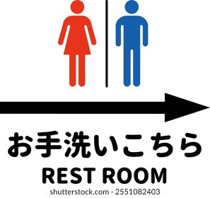 Illustration of regulatory signs in round letter font. For the meaning of the Japanese text, please go to the restroom.