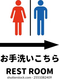 Illustration of regulatory signs in round letter font. For the meaning of the Japanese text, please go to the restroom.