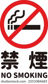 Ilustración de Iniciar sesión reguladores letra redonda. El significado del texto japonés es No Smoking.