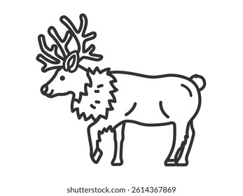 Illustration of reindeer (line drawing).