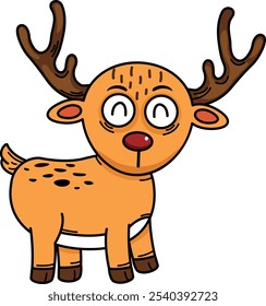 illustration of reindeer outline character white on background vector