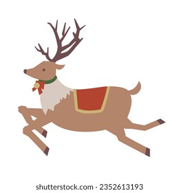 Illustration of reindeer running on Christmas, Vector illustration