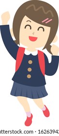 
Illustration of a rejoicing elementary school student.
