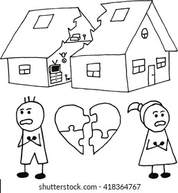Illustration Relationship Divorce,division of property