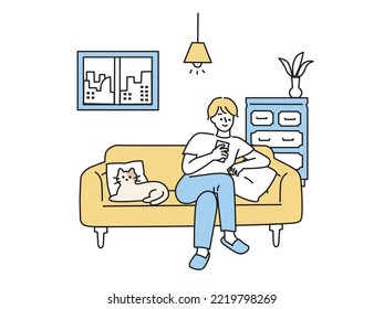 An illustration to relax at home.Holiday, indoor.	